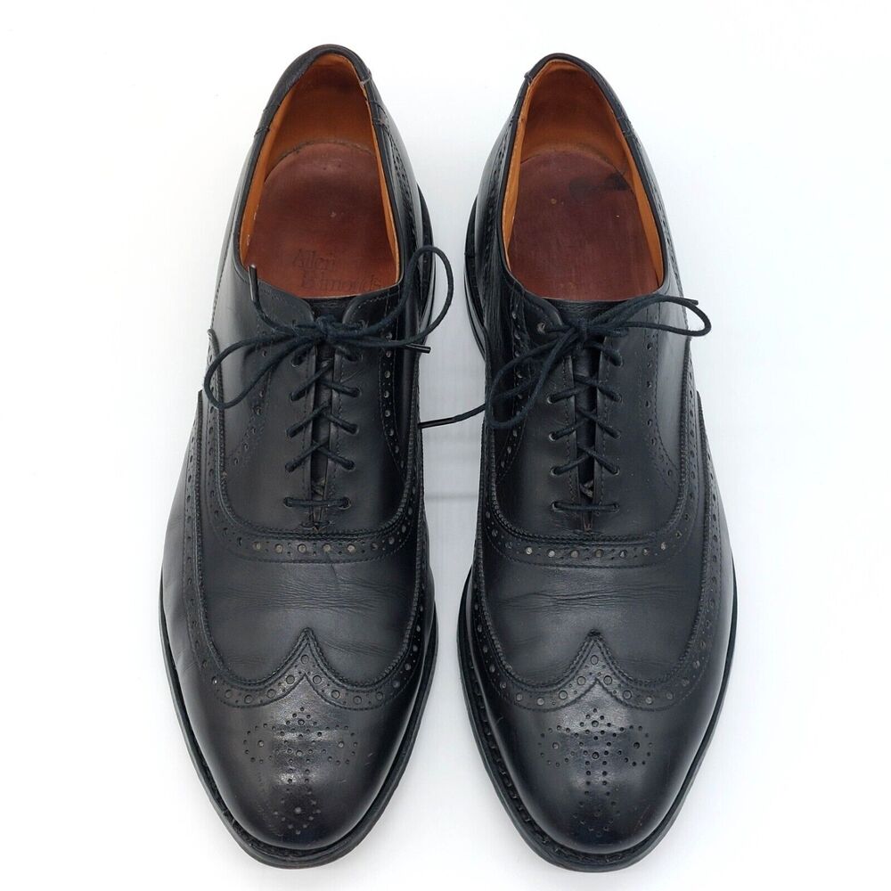 Allen Edmonds Chester Men's 10.5 C Black Leather Wing Tip Oxford Dress Shoes USA